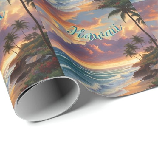  stijl Hawaiian Travel Honolulu Mid-Pacific Cadeaupapier (Rol Hoek)