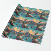  stijl Hawaiian Travel Honolulu Mid-Pacific Cadeaupapier (Uitgerold)