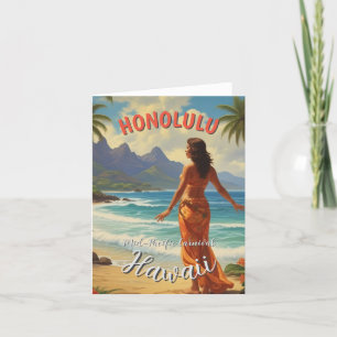  stijl Hawaiian Travel Honolulu Mid-Pacific Feestdagen Kaart