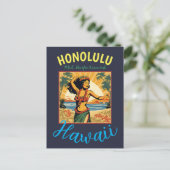 stijl Hawaiian Travel Honolulu Mid-Pacific Feestdagenkaart (Staand voorkant)