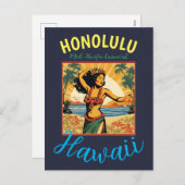 stijl Hawaiian Travel Honolulu Mid-Pacific Feestdagenkaart (Voorkant / Achterkant)