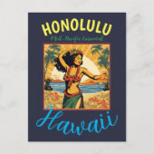 stijl Hawaiian Travel Honolulu Mid-Pacific Feestdagenkaart (Voorkant)
