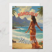  stijl Hawaiian Travel Honolulu Mid-Pacific Feestdagenkaart (Voorkant / Achterkant)
