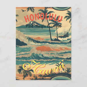  stijl Hawaiian Travel Honolulu Mid-Pacific Feestdagenkaart