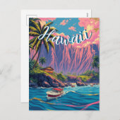stijl Hawaiian Travel Honolulu Mid-Pacific Feestdagenkaart (Voorkant / Achterkant)