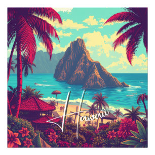 stijl Hawaiian Travel Honolulu Mid-Pacific Foto Afdruk