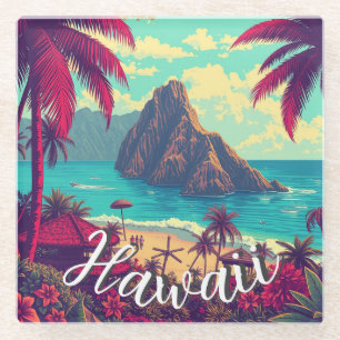  stijl Hawaiian Travel Honolulu Mid-Pacific Glazen Onderzetter