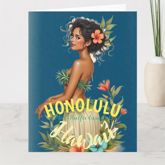  stijl Hawaiian Travel Honolulu Mid-Pacific Kaart (Voorkant)