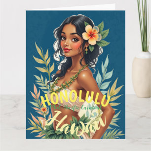  stijl Hawaiian Travel Honolulu Mid-Pacific Kaart