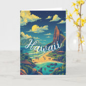 stijl Hawaiian Travel Honolulu Mid-Pacific Kaart (Gele Bloem)