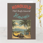  stijl Hawaiian Travel Honolulu Mid-Pacific Kaart (Gele Bloem)