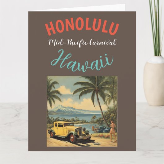  stijl Hawaiian Travel Honolulu Mid-Pacific Kaart (Voorkant)