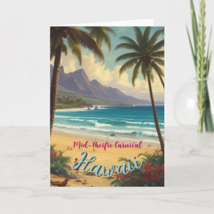 stijl Hawaiian Travel Honolulu Mid-Pacific Kaart