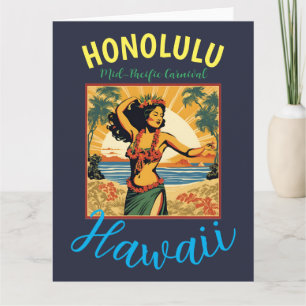  stijl Hawaiian Travel Honolulu Mid-Pacific Kaart