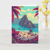  stijl Hawaiian Travel Honolulu Mid-Pacific Kaart (Gele Bloem)