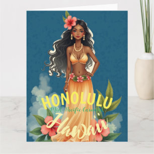  stijl Hawaiian Travel Honolulu Mid-Pacific Kaart