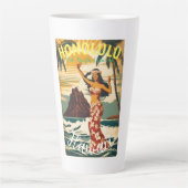  stijl Hawaiian Travel Honolulu Mid-Pacific Latte Mok (Voorkant)