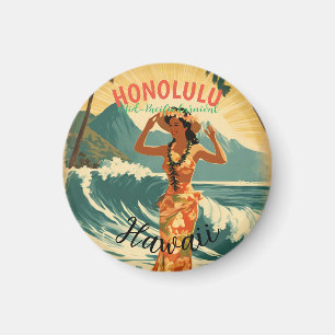 stijl Hawaiian Travel Honolulu Mid-Pacific Magneet