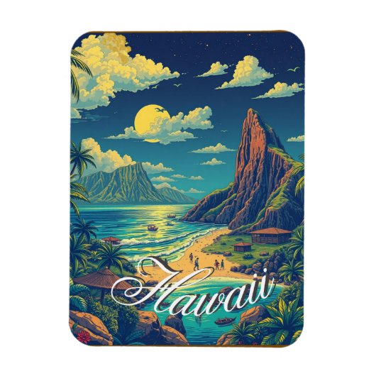  stijl Hawaiian Travel Honolulu Mid-Pacific Magneet (Verticaal)