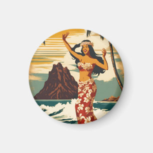 stijl Hawaiian Travel Honolulu Mid-Pacific Magneet