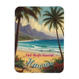 stijl Hawaiian Travel Honolulu Mid-Pacific Magneet
