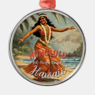  stijl Hawaiian Travel Honolulu Mid-Pacific Metalen Ornament