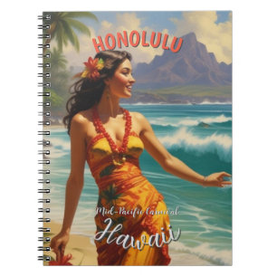 stijl Hawaiian Travel Honolulu Mid-Pacific Notitieboek