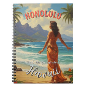  stijl Hawaiian Travel Honolulu Mid-Pacific Notitieboek