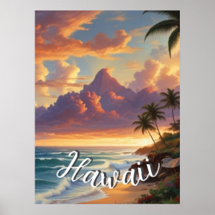  stijl Hawaiian Travel Honolulu Mid-Pacific Poster