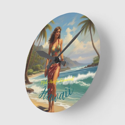stijl Hawaiian Travel Honolulu Mid-Pacific Ronde Klok (Hoek)