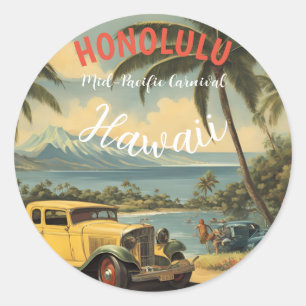 stijl Hawaiian Travel Honolulu Mid-Pacific Ronde Sticker