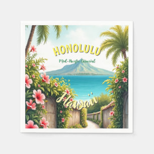 stijl Hawaiian Travel Honolulu Mid-Pacific Servet