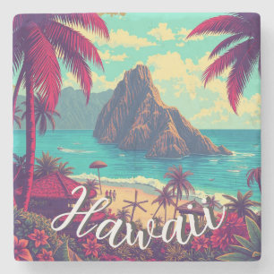 stijl Hawaiian Travel Honolulu Mid-Pacific Stenen Onderzetter