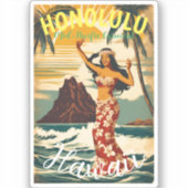  stijl Hawaiian Travel Honolulu Mid-Pacific Sticker (Voorkant)