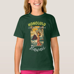 stijl Hawaiian Travel Honolulu Mid-Pacific T-shirt