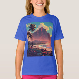 stijl Hawaiian Travel Honolulu Mid-Pacific T-shirt