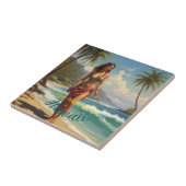  stijl Hawaiian Travel Honolulu Mid-Pacific Tegeltje (Zijkant)