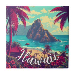  stijl Hawaiian Travel Honolulu Mid-Pacific Tegeltje