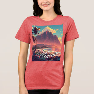  stijl Hawaiian Travel Honolulu Mid-Pacific Tri-Blend Shirt
