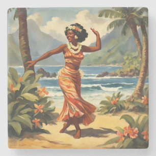  stijl Hawaiian Travel Hula Meisje Dansen Stenen Onderzetter