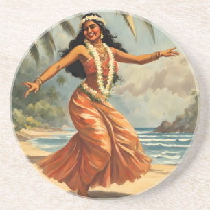 stijl Hawaiian Travel Hula Meisje Dansen Zandsteen Onderzetter