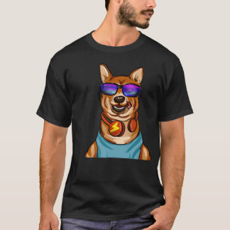 Stijl hond en muziek hoofdtelefoon vintage t-shirt