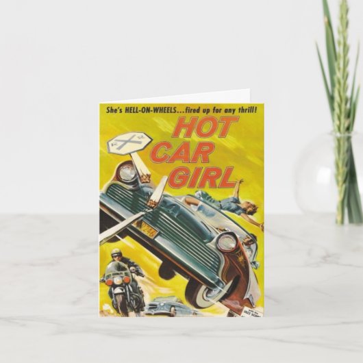 -stijl "Hot Car Girl" Note Kaart (Voorkant)
