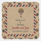 stijl hotline ballonbestemming bruiloft vierkante sticker (Voorkant)