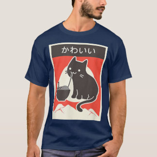 stijl Japanse Ramen Cat Kawaii T-shirt