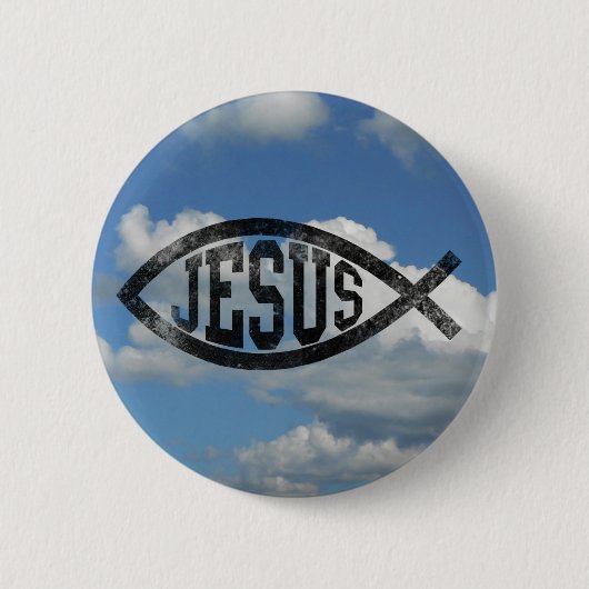 stijl Jesus Fish Ichthys Ronde Button 5,7 Cm (Voorkant)
