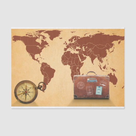  Stijl, Kaart van de Wereld Print Tissuepapier (Voorkant)