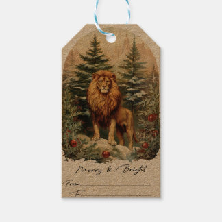  stijl kerst leeuw cadeaulabel