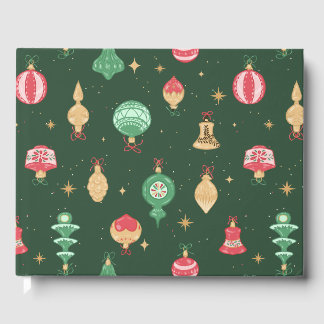  stijl kerst ornament patroon - groen gastenboek