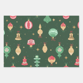  stijl kerst ornament patroon - groen inpakpapier vel